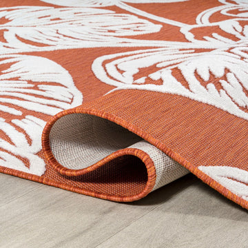 Tobago High-low Two-tone Monstera Leaf Indoor/Outdoor Area Rug